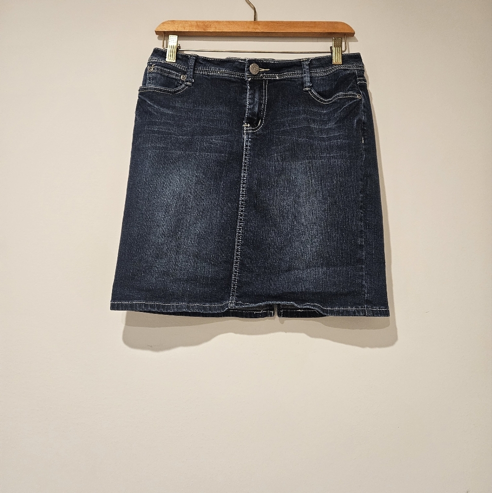 Earl Jean Denim Mini Skirt, Size 4, Blue